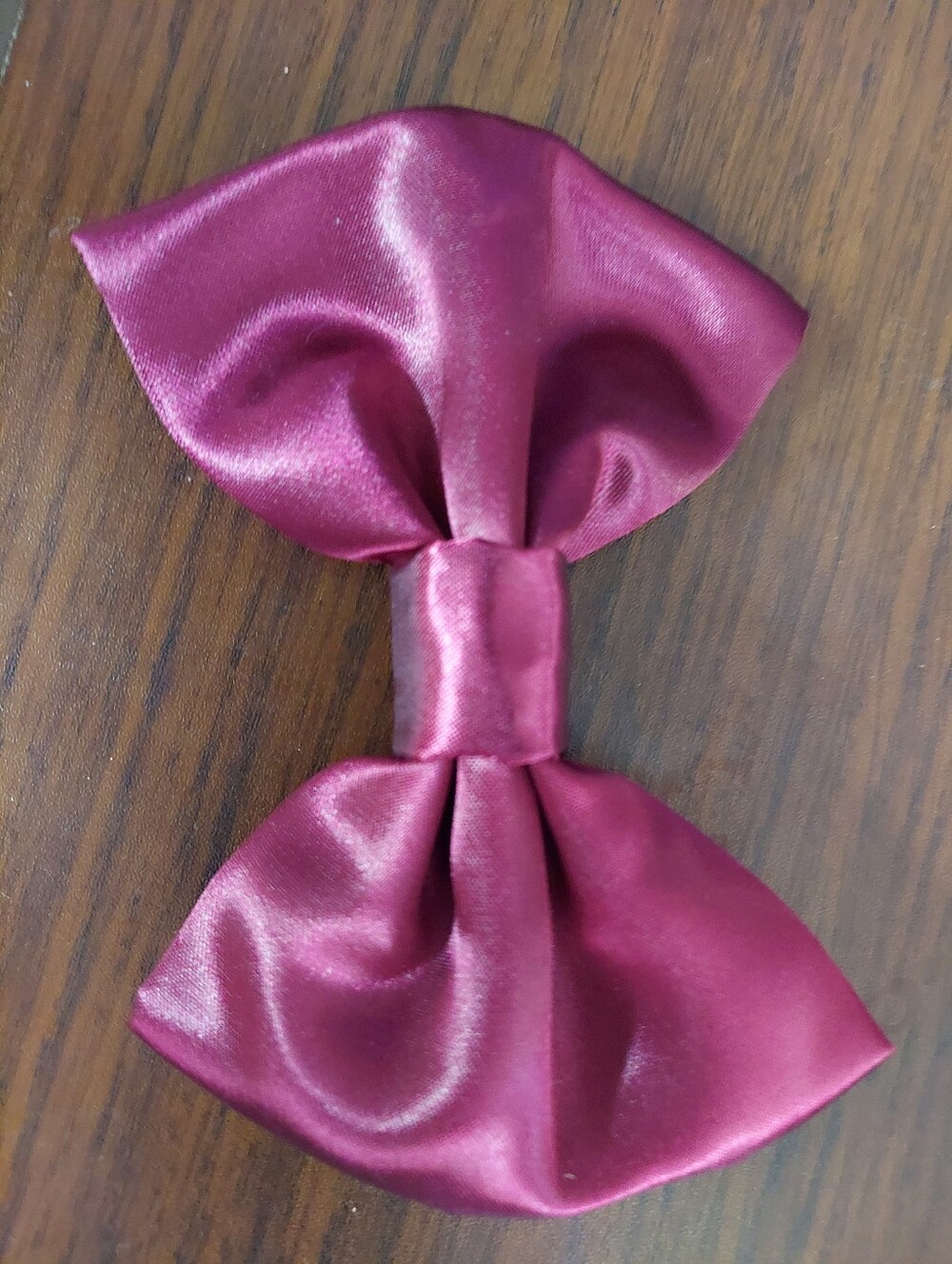 Satin Bow Hair Clip - Burgundy 5in
